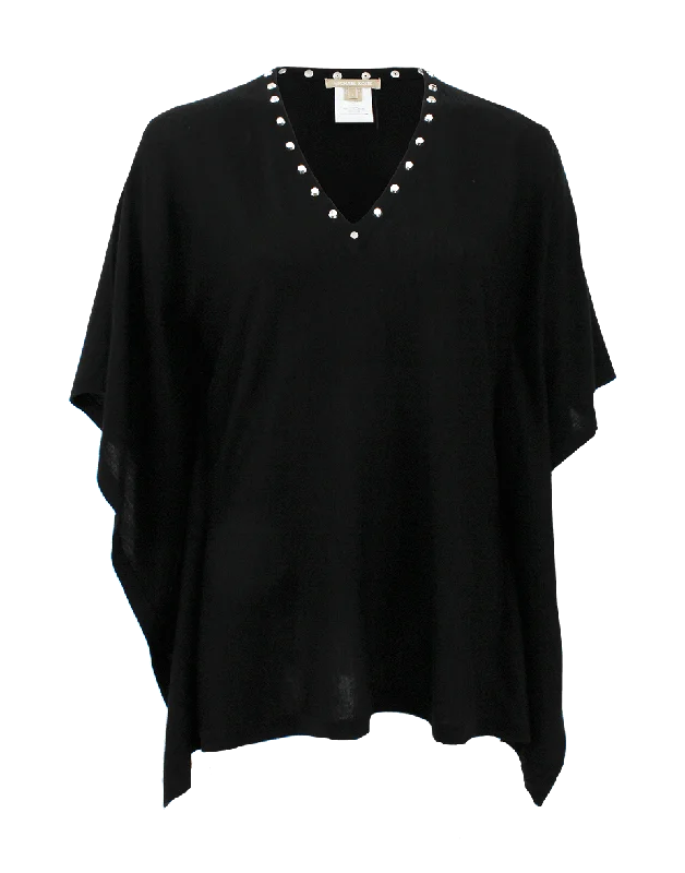 V-Neck Poncho with Studs