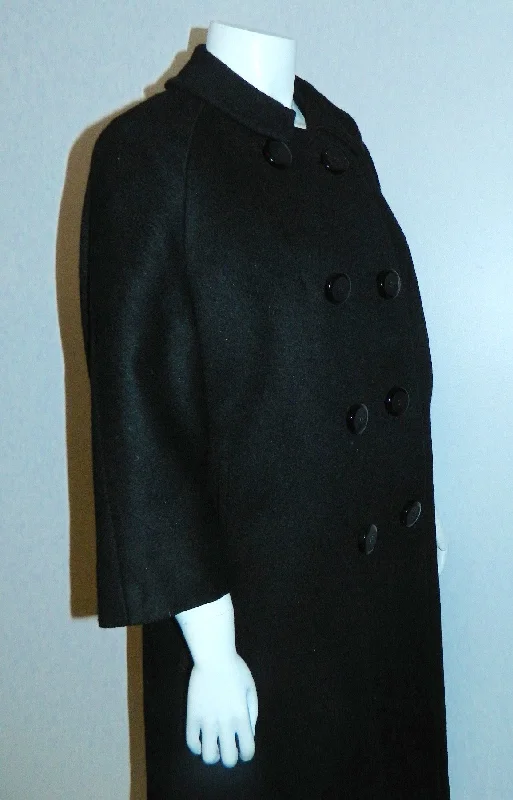 vintage 1960s black wool coat Dan Millstein pea coat L - XL