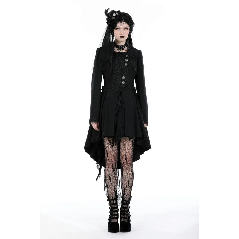 Women's Gothic Turn-down Collar High-low Coat