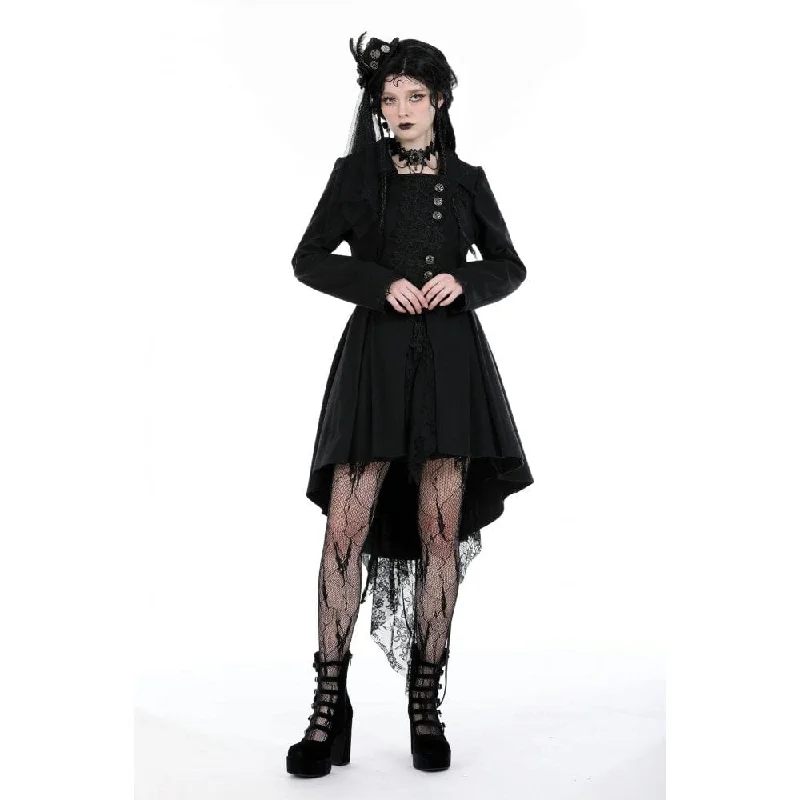 Women's Gothic Turn-down Collar High-low Coat