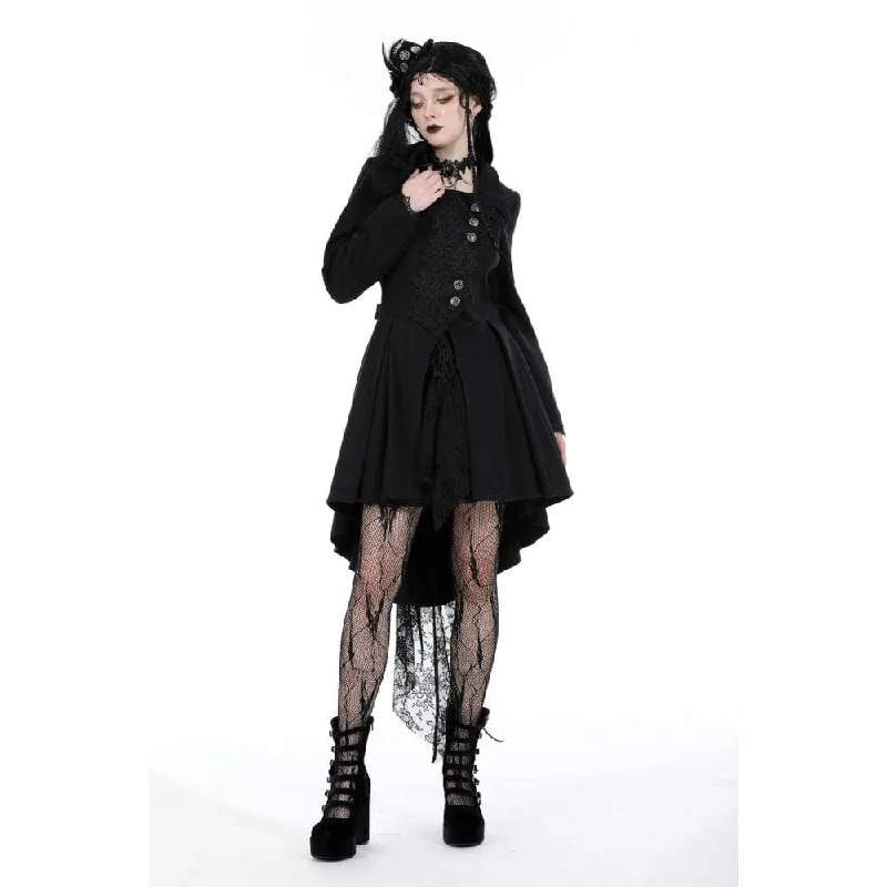 Women's Gothic Turn-down Collar High-low Coat