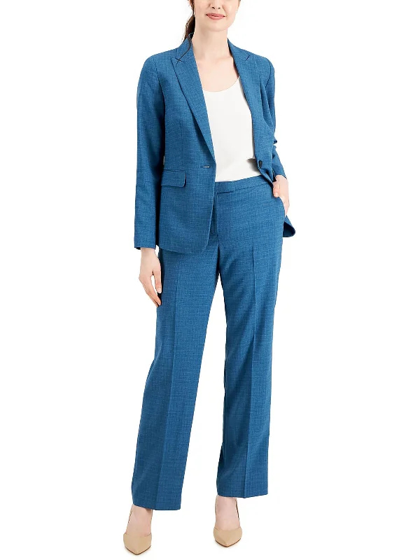 Womens Window Pane Business One-Button Blazer