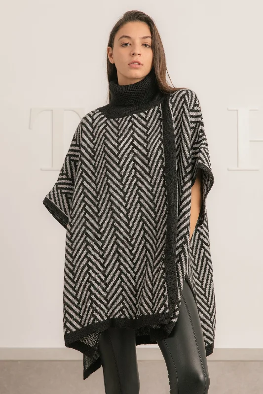 Zigzag High Neck Poncho - Threads by Sara