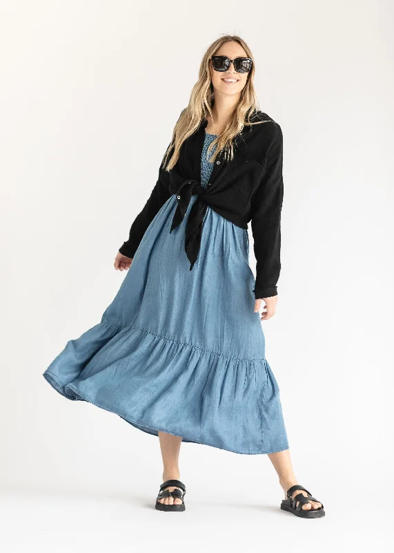 Addy Smocked Chambray Midi Dress - FINAL SALE