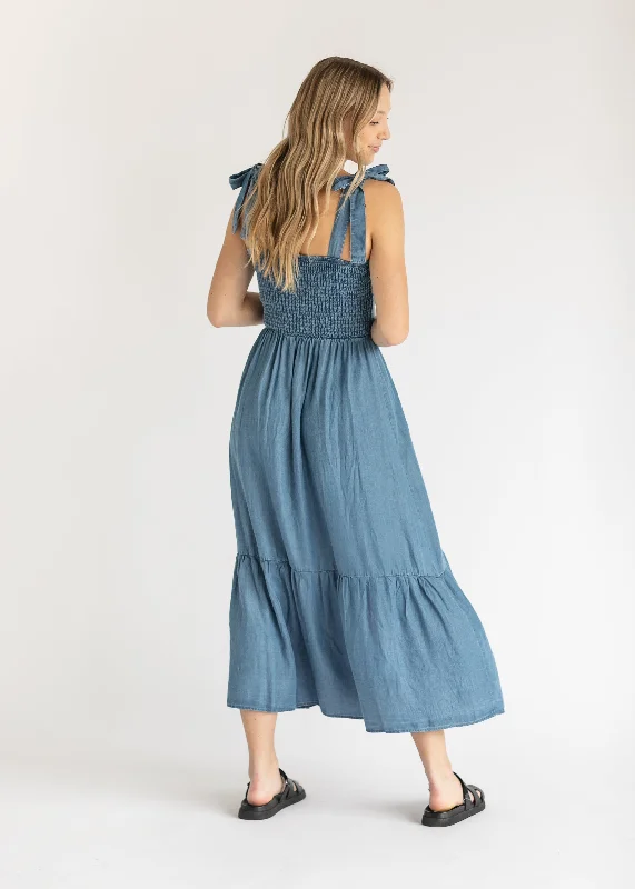 Addy Smocked Chambray Midi Dress - FINAL SALE