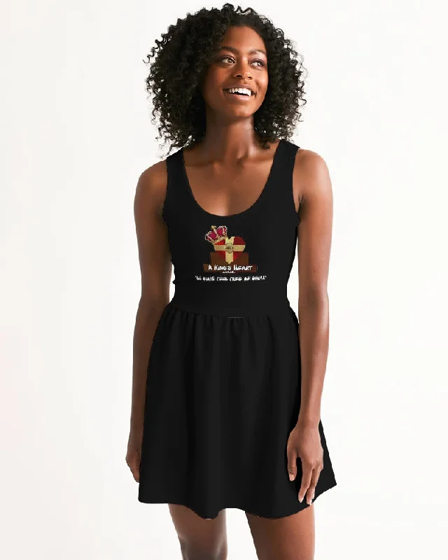 AKH Black Women's Scoop Neck Skater Dress