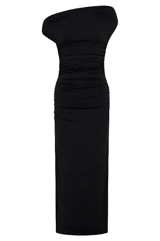 Alayna Recycled Nylon Midi Dress - Black