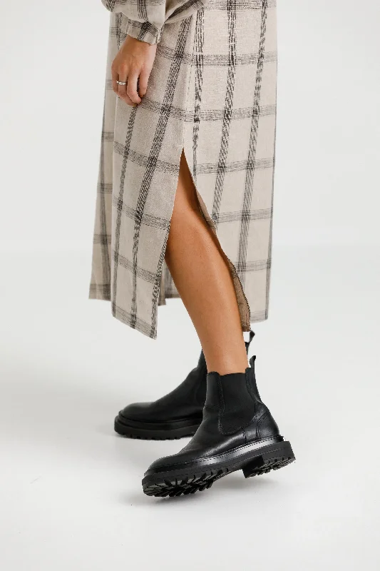 Billowing Dress - Oat Plaid