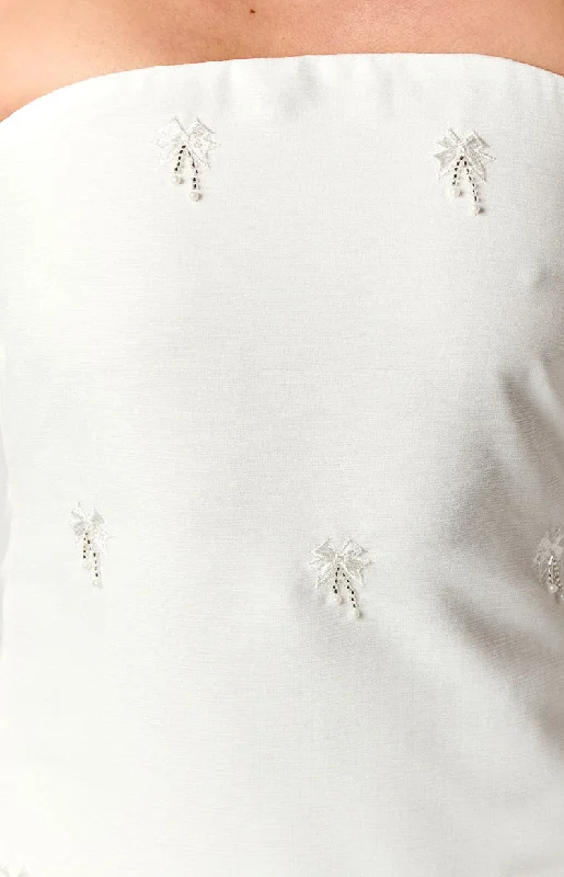 Ellie White Embellished Strapless Mini Dress