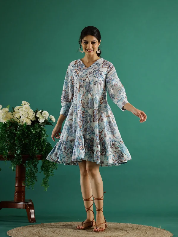 Floral Printed Cotton Dress for Women