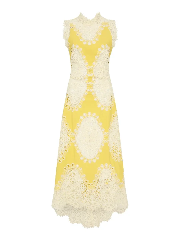 MOSS & SPY MIMOSA A-LINE DRESS  - YELLOW/IVORY