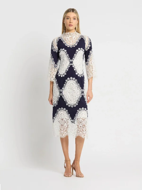 MOSS & SPY MIMOSA DRESS  - INK/IVORY