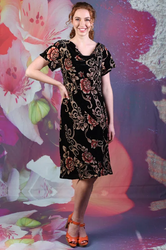 O'Hara Gem Velvet Dress - Black Floral - SALE