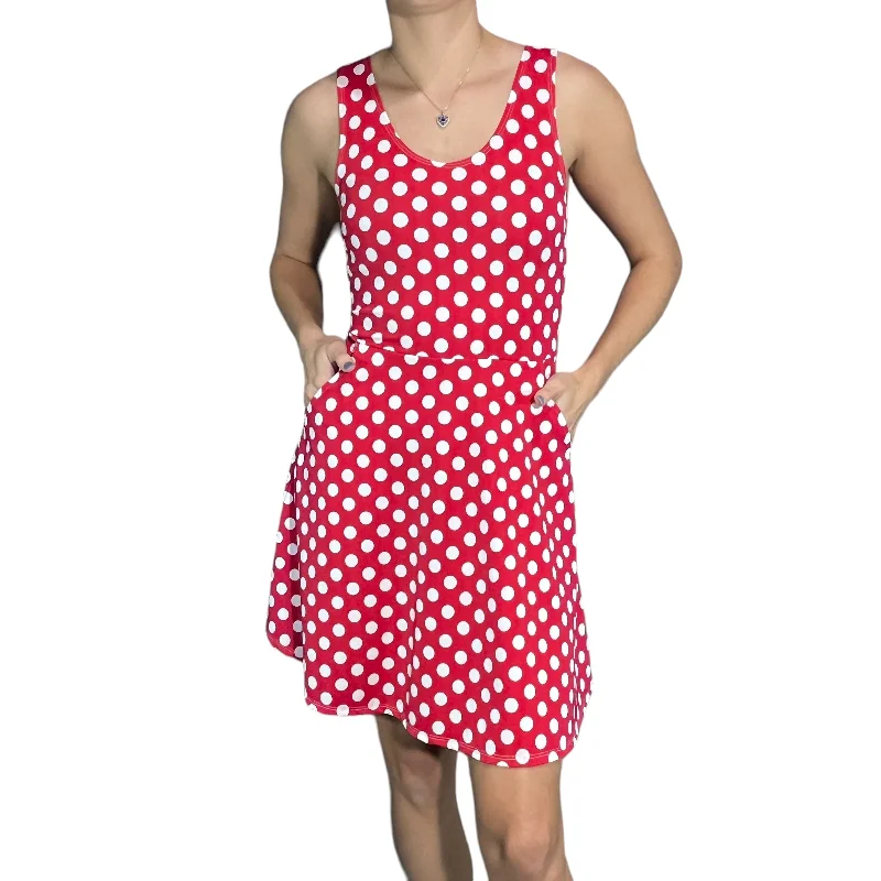 Red & White Polka Dot A-line Mini Dress w/Pockets