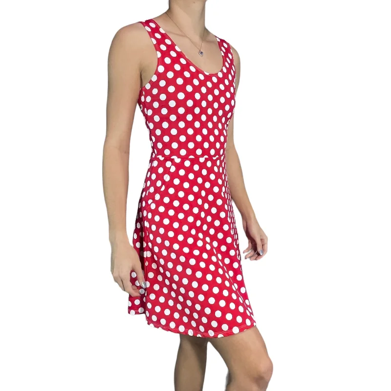 Red & White Polka Dot A-line Mini Dress w/Pockets