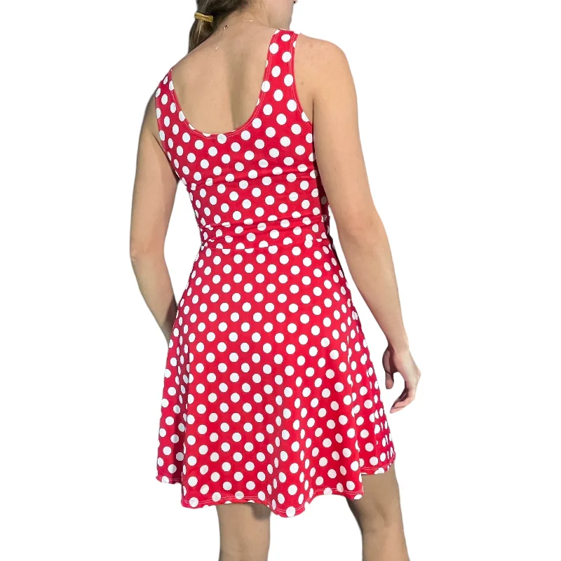 Red & White Polka Dot A-line Mini Dress w/Pockets