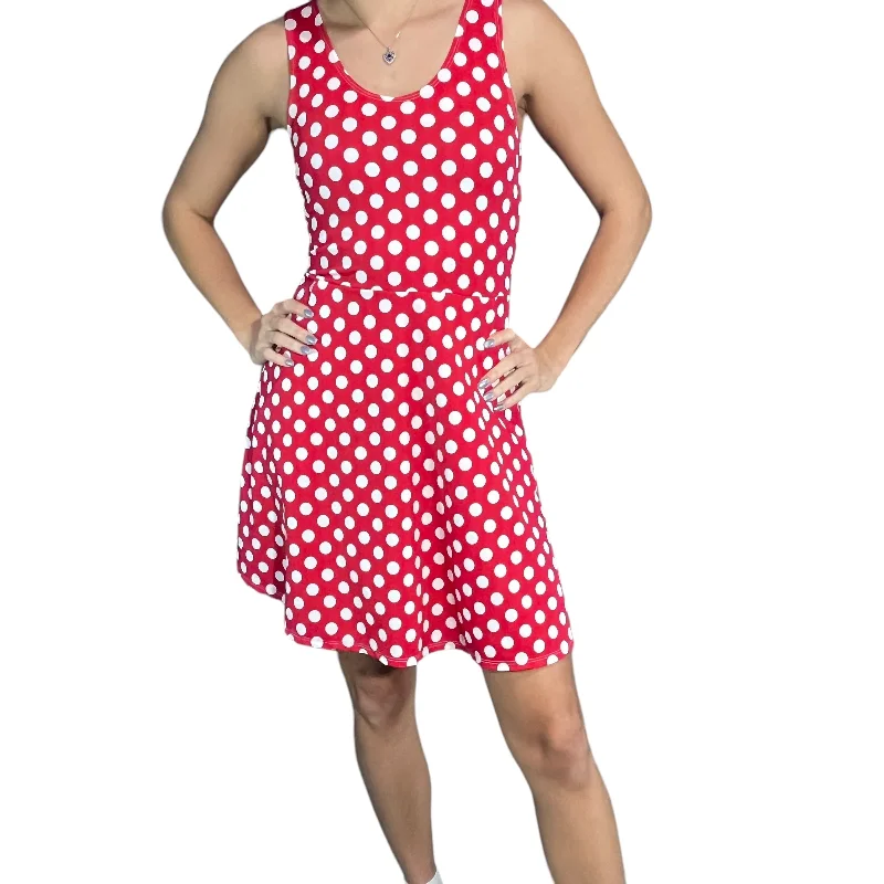 Red & White Polka Dot A-line Mini Dress w/Pockets