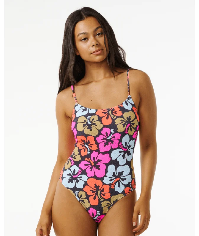 Rip Curl Hibiscus Heat Cheeky One Piece-Multi