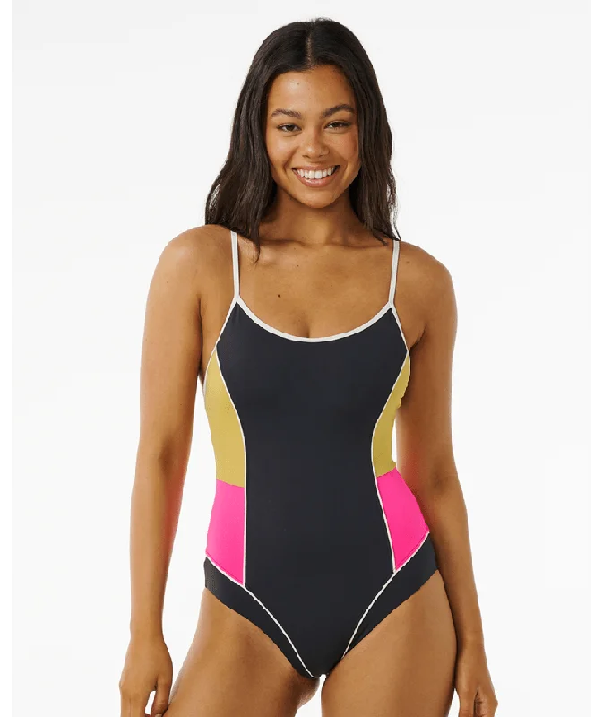 Rip Curl Hibiscus Heat Splice One Piece-Washed Black