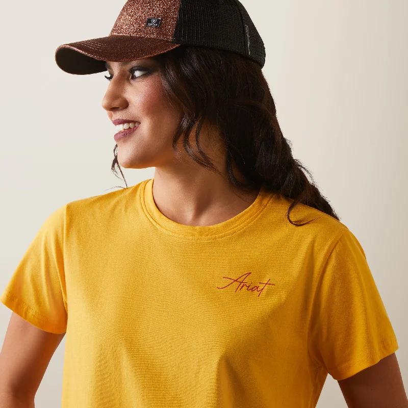 10043812 Ariat Wms Real Cool Cow SS Tee Yolk Yellow