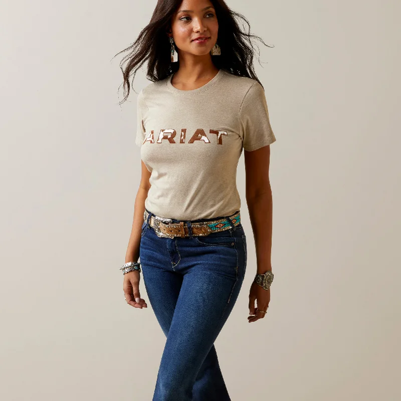 10045453 Ariat Wms Cow SS Tee Oatmeal Heather