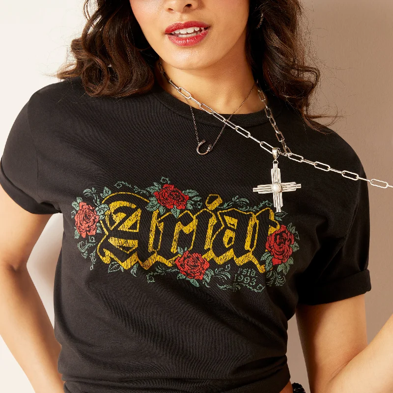 10047607 Ariat Wms Gothic Floral SS Tee Black