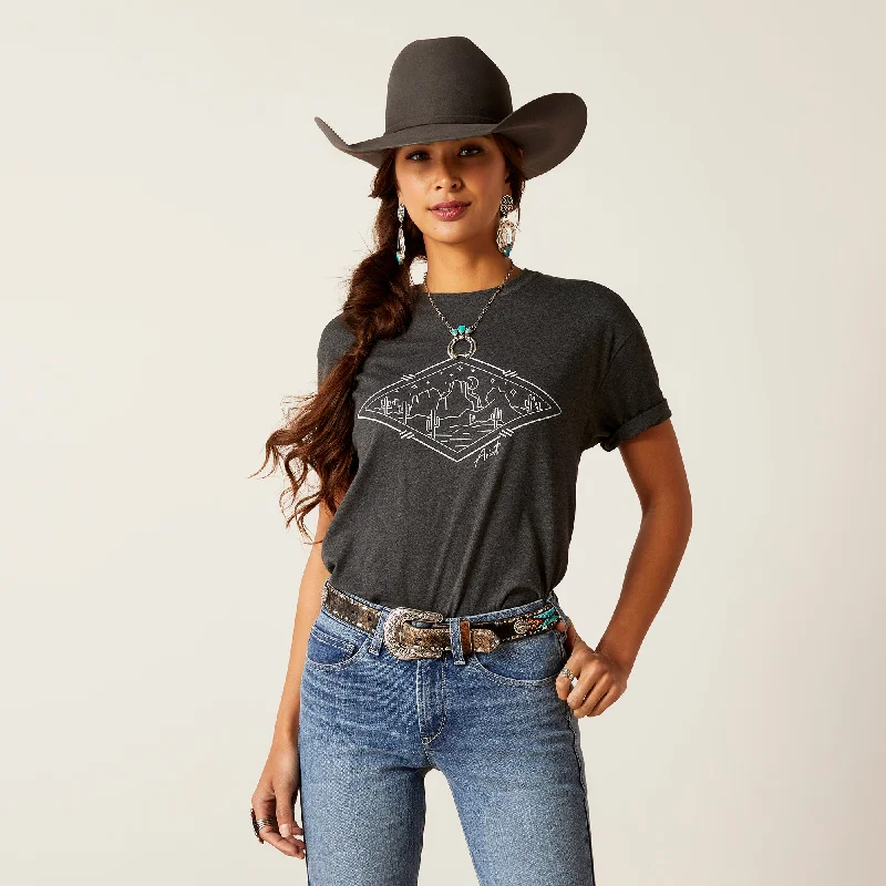 10047639 Ariat Wms Desert Diamond SS Tee Charcoal Heather