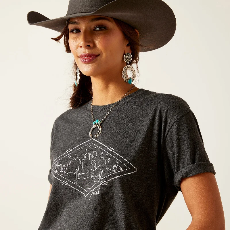 10047639 Ariat Wms Desert Diamond SS Tee Charcoal Heather