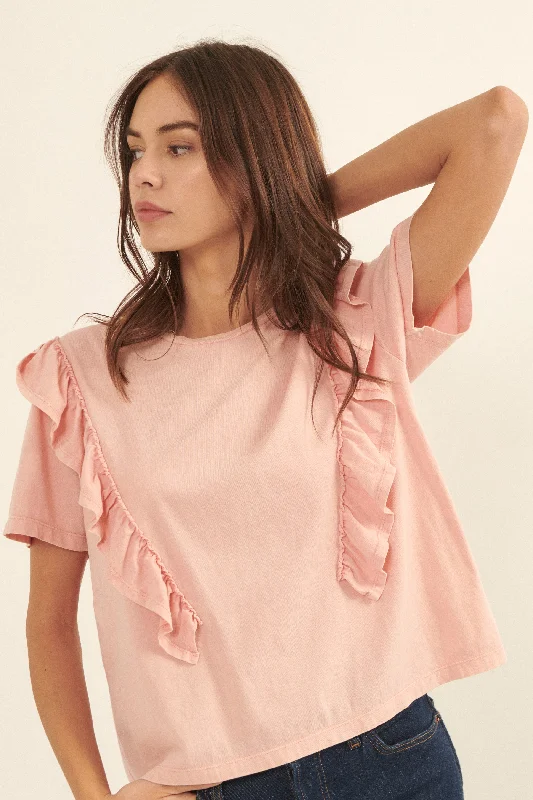 Gotta Flounce Ruffled Vintage-Wash Tee