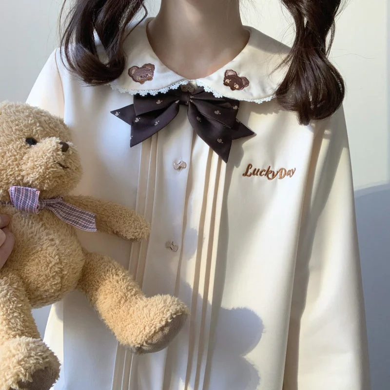 Japanese rabbit bear embroidered shirt yv30210