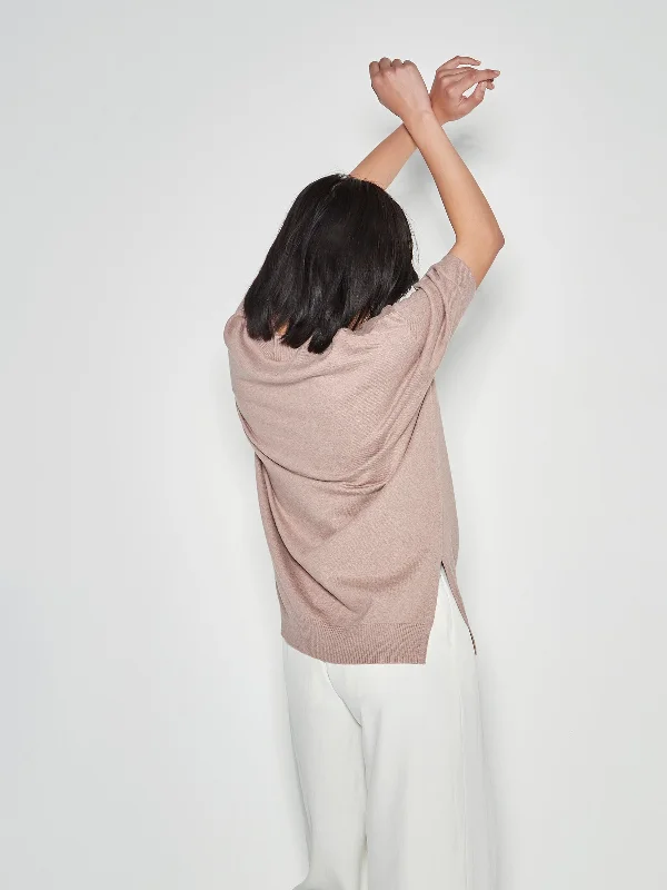 JHL Crew S/S Sweater (Cotton Cashmere) Rosewood Marle