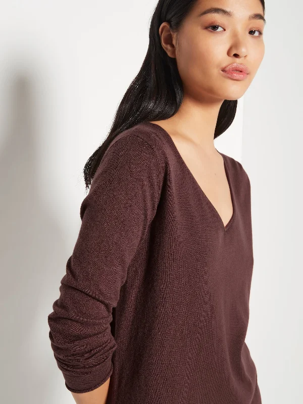 JHL V-Neck L/S T (Fine Cotton Cashmere) Chestnut