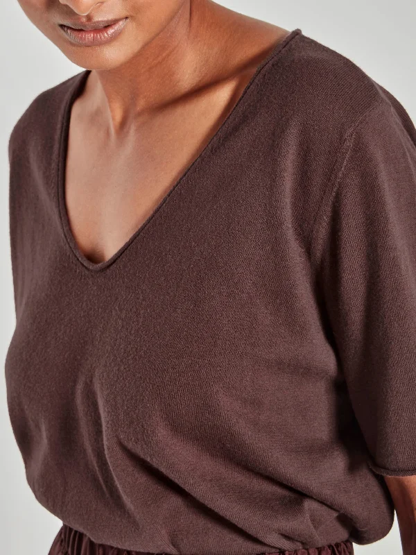 JHL V-Neck T (Fine Cotton Cashmere) Chestnut