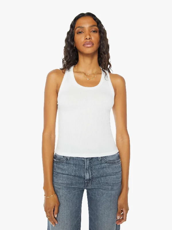 SPRWMN Rib Fitted Scooped Tank - White