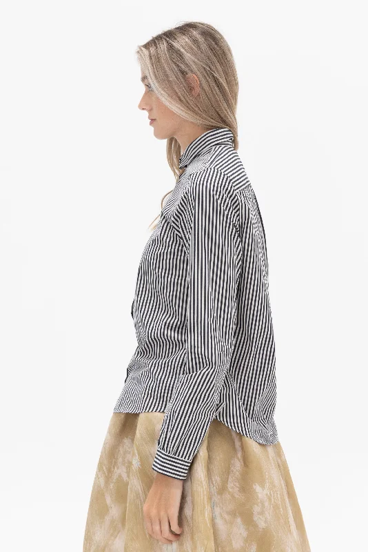 Tyrol Shirt, Black & White Stripe