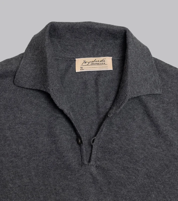 Bryceland's Cotton Short Sleeve ‘Skipper’ Polo Charcoal