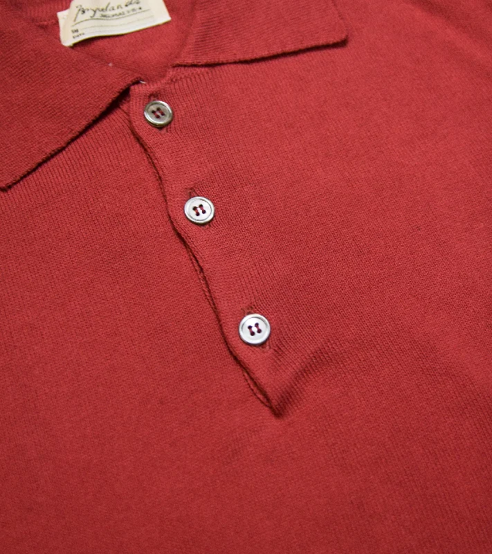 Bryceland's Cotton Long Sleeve Polo Red