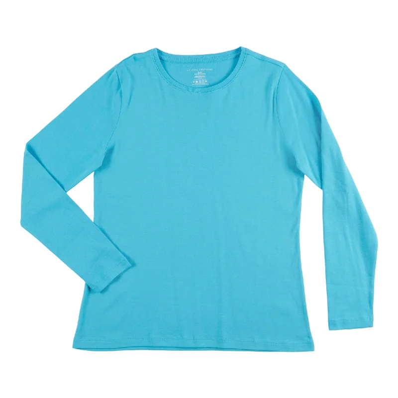 Classic Editions Women's Spring View Crew Neck Long Sleeve Ribbed Top