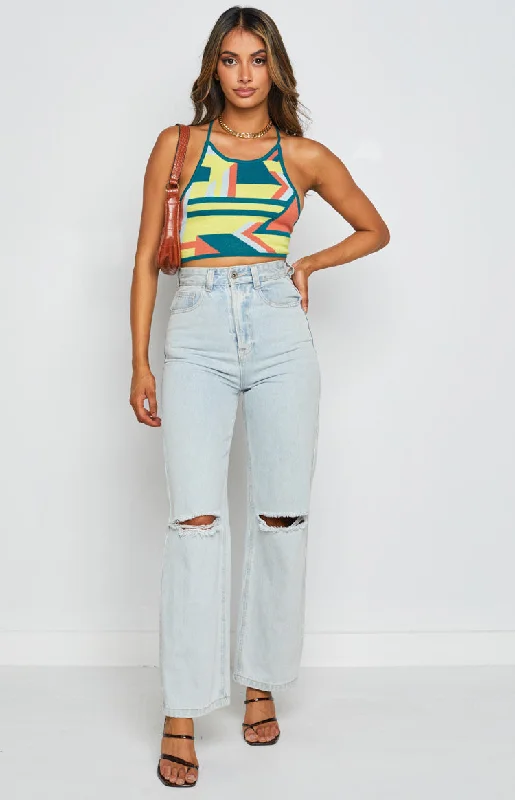 Grover Yellow Knit Crop Top