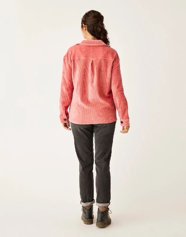 Hudson Stretch Cord Shacket: Henna