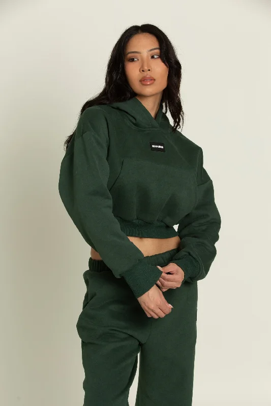 Hunter Green GH Cropped Hoodie