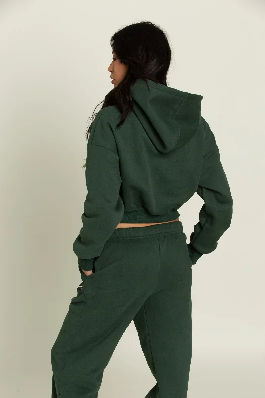 Hunter Green GH Cropped Hoodie