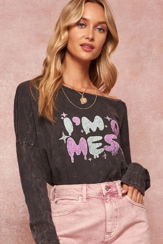 I'm A Mess Vintage Long-Sleeve Graphic Tee