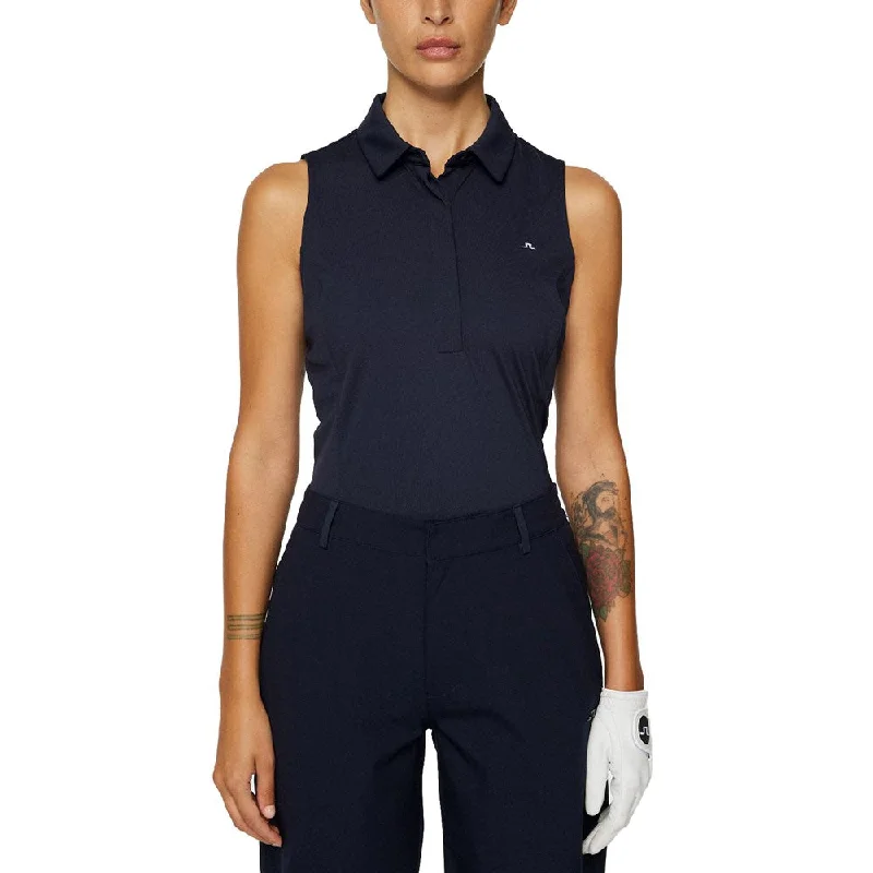 J.Lindeberg Women's Dena Sleeveless Golf Polo Shirt - JL Navy