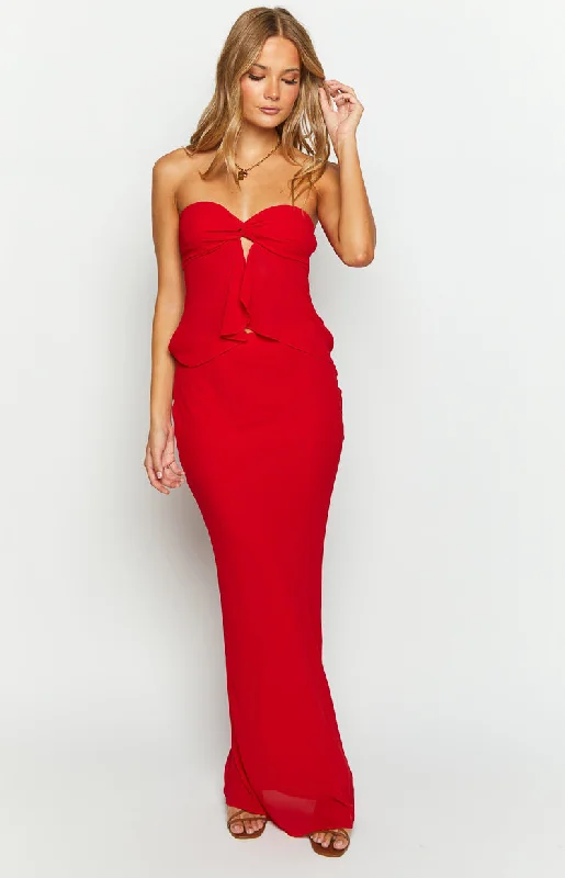 Jacqulin Red Strapless Top