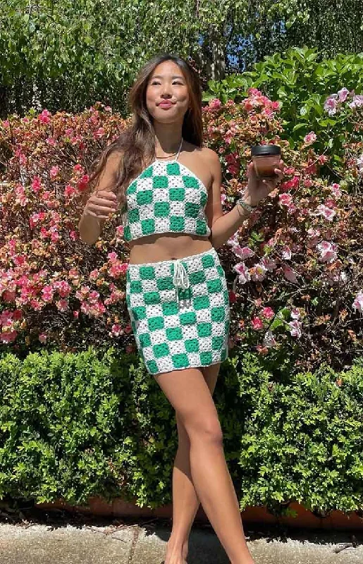 Natasha Green Check Crop Top