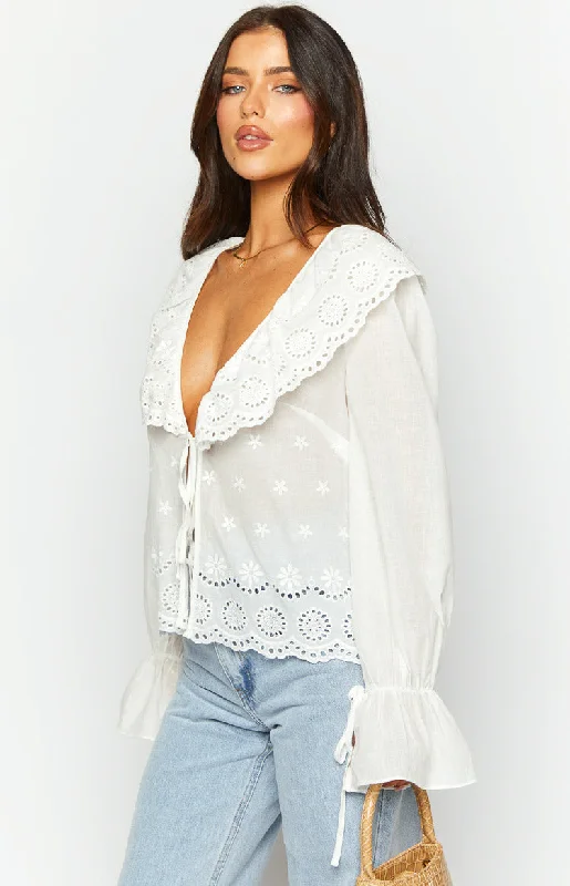 Poppie White Long Sleeve Top