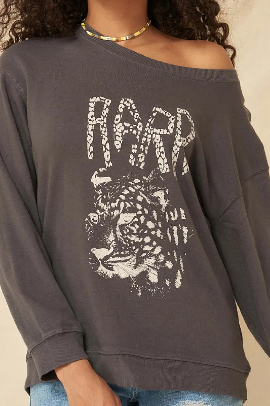 RARR Leopard Garment-Dyed Graphic Sweatshirt