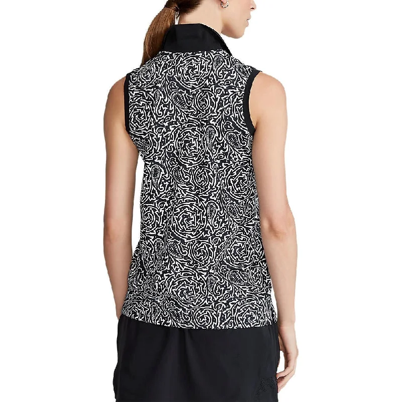 RLX Ralph Lauren Women's Printed Airflow Sleeveless Golf Shirt - Polo Black Block Print Vines