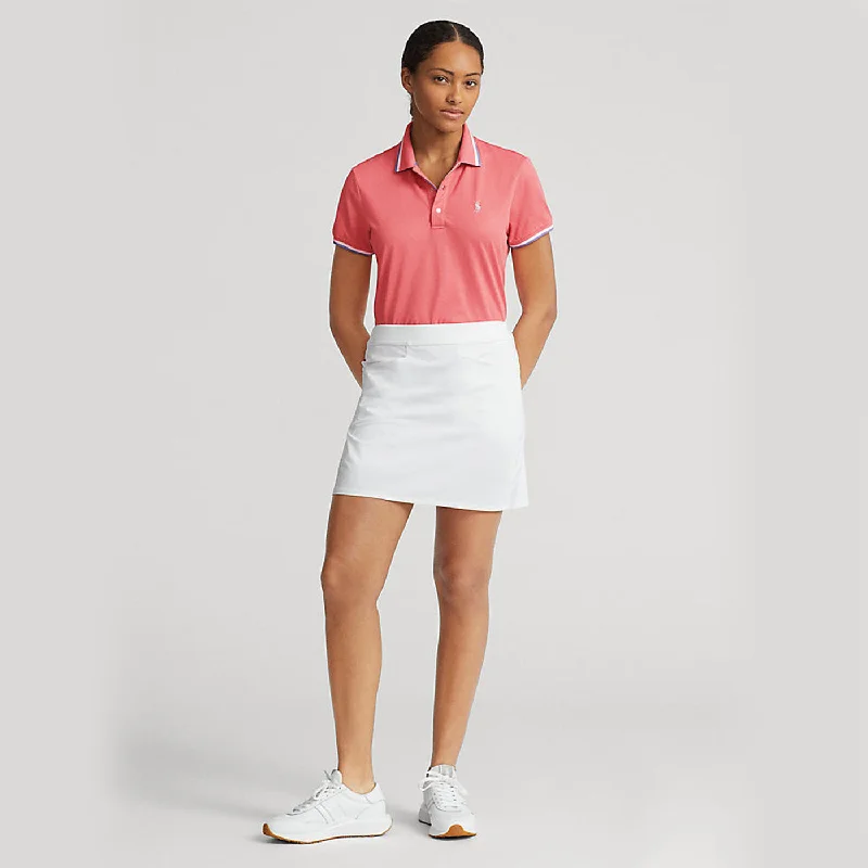 RLX Ralph Lauren Women's Tour Pique Golf Polo Shirt - Desert Rose/White/Hatteras Blue